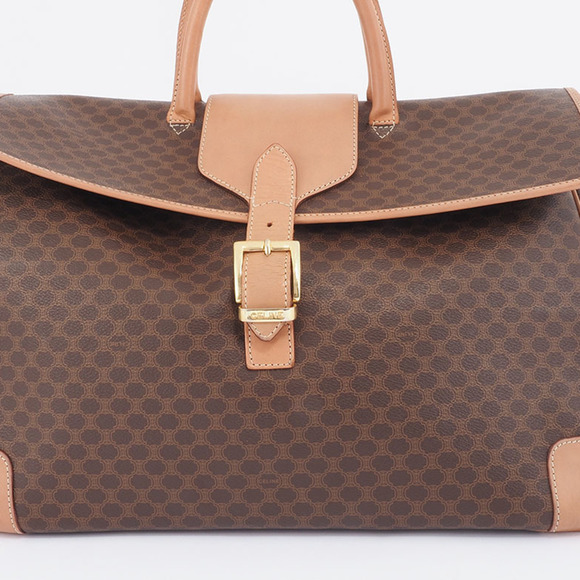 CELINE Old Boston Bag Brown PVC Leather Macadam - Picture 3 of 13